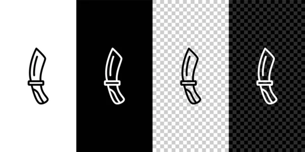 Ställ in linje Dykning kniv ikon isolerad på svart och vitt, transparent bakgrund. Vektor — Stock vektor