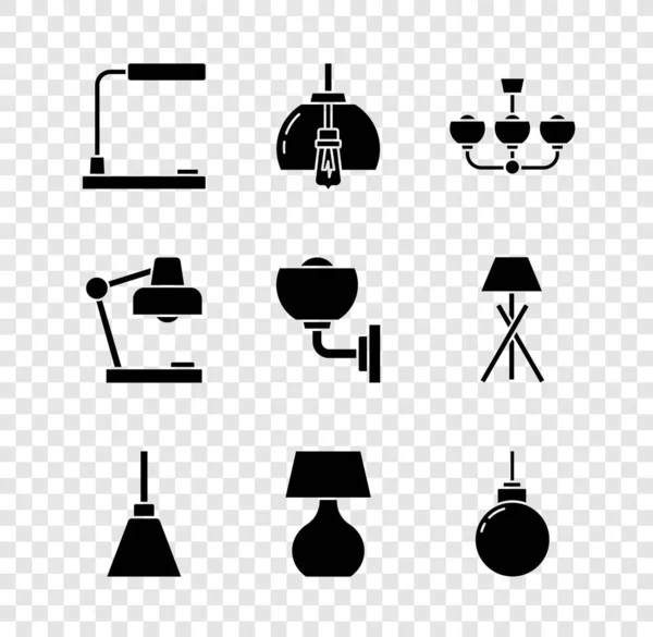 Set Table lamp, Chandelier, Lamp hanging, and Wall or sconce icon. Vector — стоковий вектор