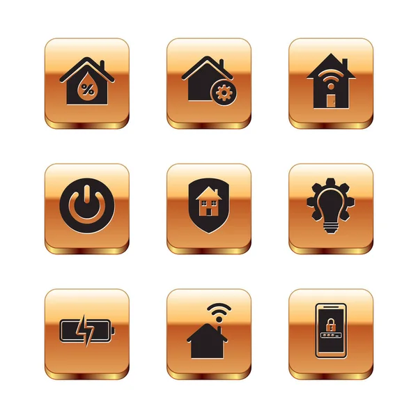 Set Casa Humedad Batería Smart Home Con Bajo Protección Botón — Archivo Imágenes Vectoriales