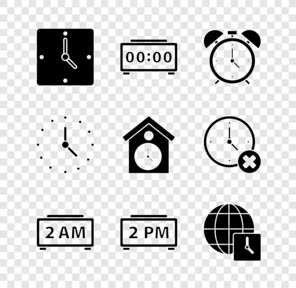 Установите Часы Цифровой Будильник Будильник Мировое Время Retro Стены Часы — стоковый вектор