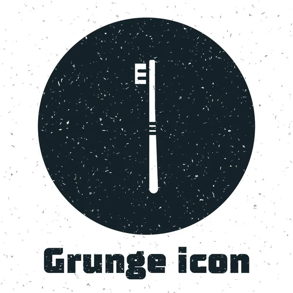 Grunge Toothbrush icon isolated on white background. Monochrome vintage drawing. Vector Illustration — Vetor de Stock