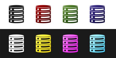 Sunucu, Data, Web sunucu simgesini siyah ve beyaz arkaplanda izole edin. Vektör