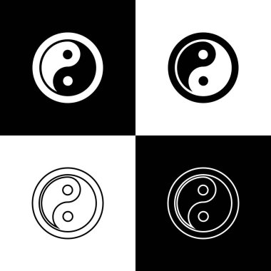 Siyah ve beyaz arkaplanda Yin Yang armoni ve denge simgesini izole et. Vektör