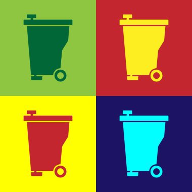 Pop Art Çöp Kutusu simgesi renk arkaplanında izole edildi. Çöp kutusu tabelası. Sepet simgesini geri dönüştür. Ofis çöpü ikonu. Vektör