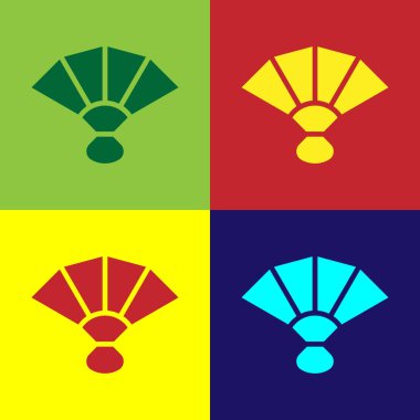 Pop art Fan flamenco accessory icon isolated on color background. Vector