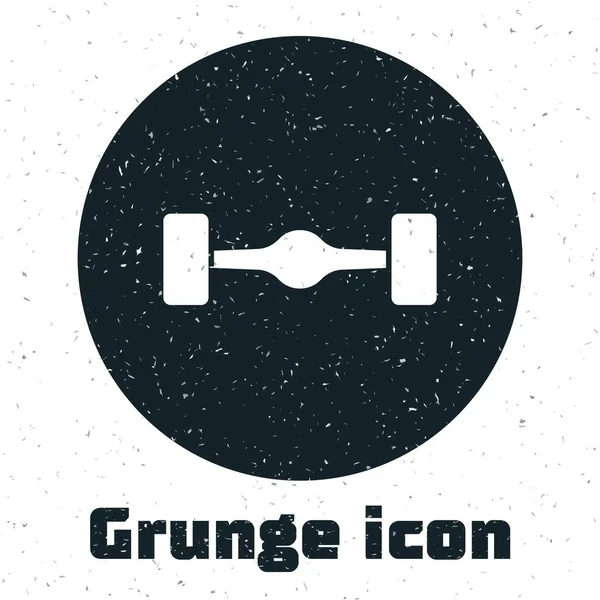 Grunge Chassis 차량 아이콘은 흰색 배경에서 분리되었다. 모노크롬 빈티지그리기. Vector — 스톡 벡터