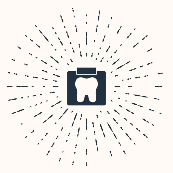 Raggi X grigi dell'icona del dente isolati su sfondo beige. Radiografia dentale. Immagine radiologica. Cerchi astratti puntini casuali. Vettore — Vettoriale Stock