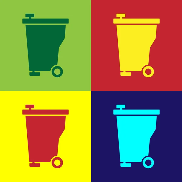 Pop art Basura puede icono aislado en el fondo de color. Cartel de basura. Reciclar icono de cesta. Icono de basura de oficina. Vector — Vector de stock