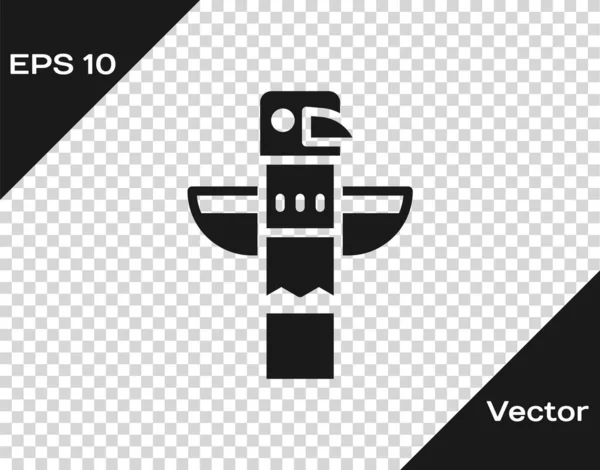 Black Canadian totem pole icon isolated on transparent background. Vector — Image vectorielle