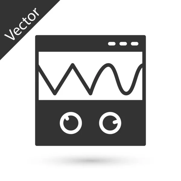 Icono de onda de señal de medición del osciloscopio gris aislado sobre fondo blanco. Vector — Vector de stock