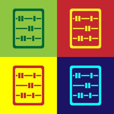 Pop Art Abaküs simgesi renk arkaplanında izole edildi. Geleneksel sayım çerçevesi. Eğitim işareti. Matematik okulu. Vektör