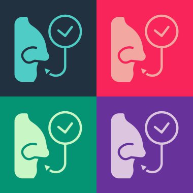 Pop art Healthy breathing icon isolated on color background. Breathing nose. Vector