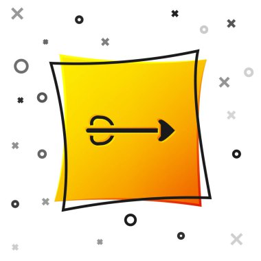 Black Arrow icon isolated on white background. Yellow square button. Vector
