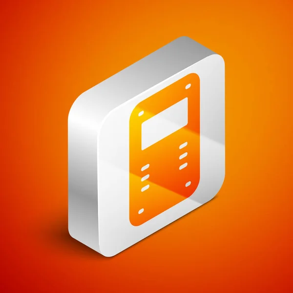 Isometric Police assault shield icon isolated on orange background. Silver square button. Vector — Stock vektor
