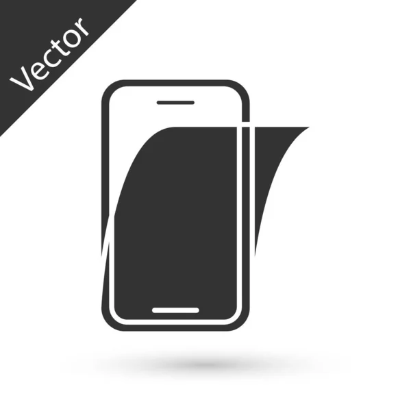 Chrániče obrazovky z šedého skla pro ikonu chytrého telefonu izolované na bílém pozadí. Ochranná fólie na sklo. Průhledné měkké sklo pro mobilní telefon. Vektor — Stockový vektor