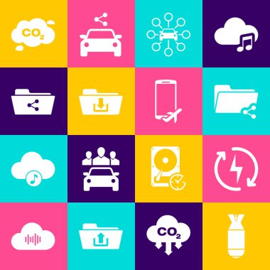 Havacılık bombası, şarj etme, Paylaşım klasörü, araba paylaşımı, klasör indirme ve simgeyi ayarla. Vektör