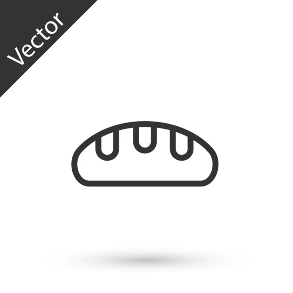 Grey line Bread loaf icon isolated on white background. Vector — Stock Vector