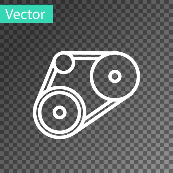 Witte lijn Timing riem kit icoon geïsoleerd op transparante achtergrond. Vector — Stockvector