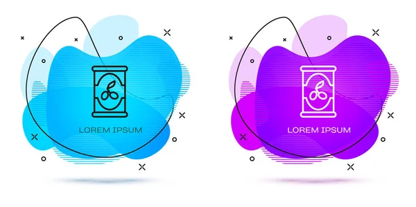 Лінія Оливки в банці іконок ізольована на білому тлі. Концепція консервованої їжі. Абстрактний банер з рідкими формами. Векторні — стоковий вектор