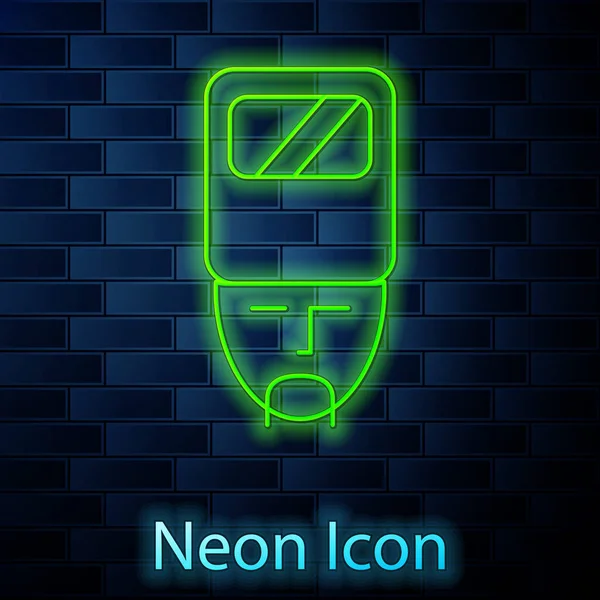 Icono cosaco ucraniano brillante línea de neón aislado en el fondo de la pared de ladrillo. Vector — Vector de stock