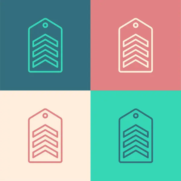 Pop art line Chevron icon isolated on color background. Military badge sign. Vector — Stock Vector