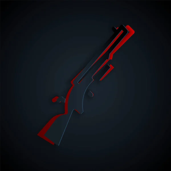 Papier Découpé Icône Shotgun Isolé Sur Fond Noir Une Arme — Image vectorielle