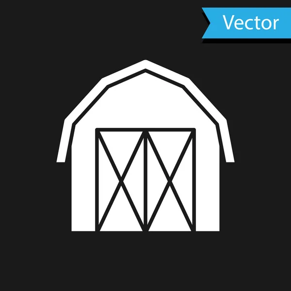 Casa Campo Blanca Icono Aislado Sobre Fondo Negro Vector — Vector de stock