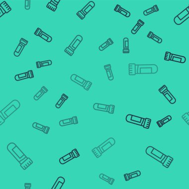 Siyah çizgi test tüpü ya da kan ikonlu matara yeşil arka planda izole edilmiş pürüzsüz desen. Laboratuvar, kimyasal, bilimsel cam levha. Vektör İllüstrasyonu.