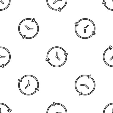 Gri çizgi saat simgesi beyaz arka planda kusursuz desen izole etti. Zaman sembolü. Vektör.