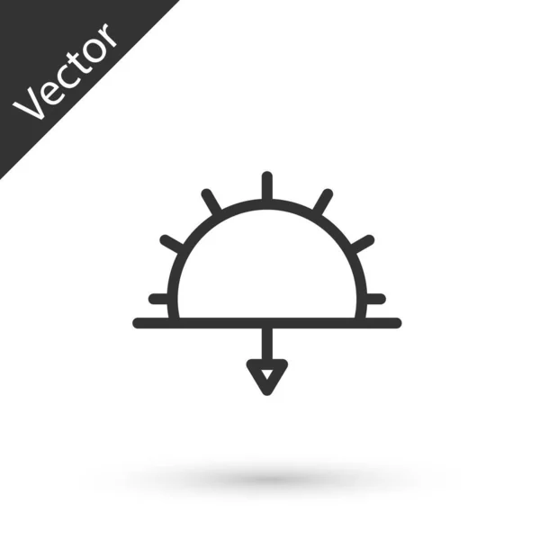 Línea Gris Icono Puesta Sol Aislado Sobre Fondo Blanco Ilustración — Vector de stock