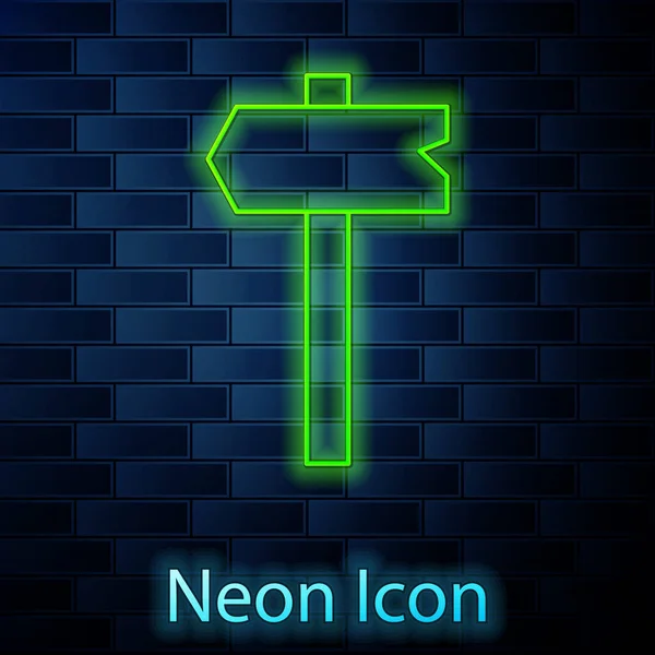 Zářící Neonová Čára Silniční Dopravní Značka Ikona Ukazatele Izolovaná Pozadí — Stockový vektor