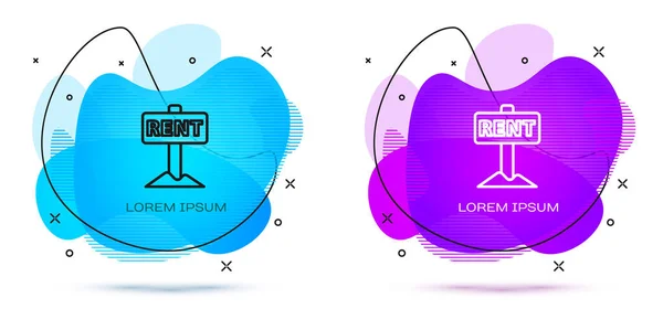 Línea Signo Colgante Con Texto Icono Alquiler Aislado Sobre Fondo — Vector de stock