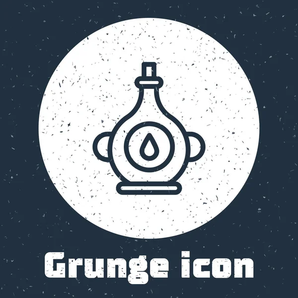 Grunge Line Ölflaschensymbol Isoliert Auf Grauem Hintergrund Monochrome Vintage Zeichnung — Stockvektor