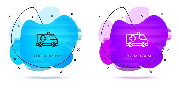 Line Ambulance Und Notarztwagen Ikone Isoliert Auf Weißem Hintergrund Rettungswagen — Stockvektor