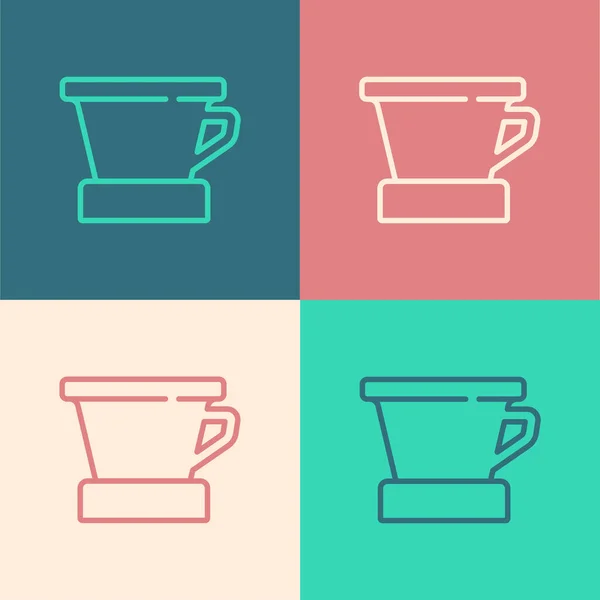 Pop Art Linha V60 Ícone Cafeteira Isolado Fundo Cor Vetor — Vetor de Stock