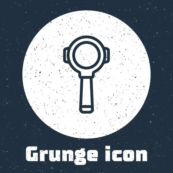 Línea Grunge Icono Portafiltros Café Aislado Sobre Fondo Gris Dibujo — Vector de stock