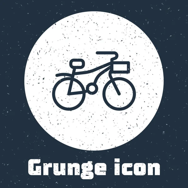 Grunge Line Icône Vélo Isolée Sur Fond Gris Course Vélo — Image vectorielle