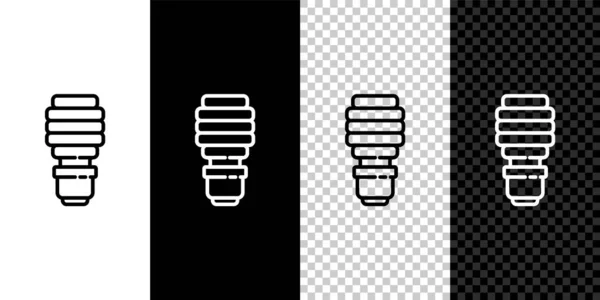 Establezca Icono Bombilla Led Línea Aislada Sobre Fondo Blanco Negro — Vector de stock