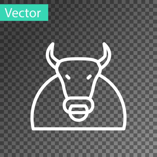 Línea Blanca Icono Bull Aislado Sobre Fondo Transparente Toro Combate — Vector de stock