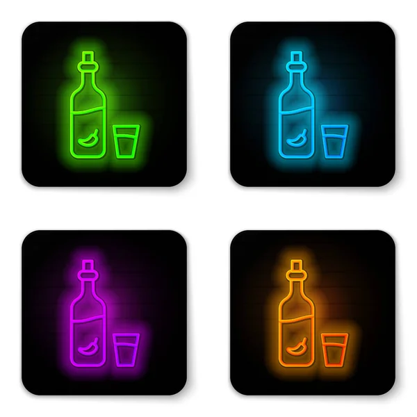 Glowing Neon Line Vodka Pepper Glass Icon Isolated White Background — Stock Vector