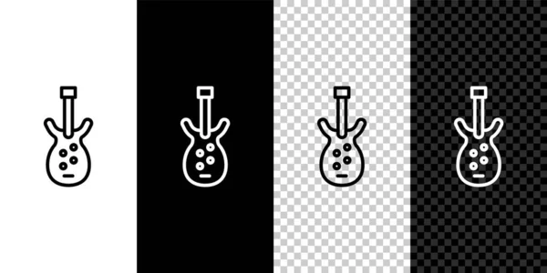 Set Line Icono Guitarra Bajo Eléctrico Aislado Sobre Fondo Blanco — Archivo Imágenes Vectoriales