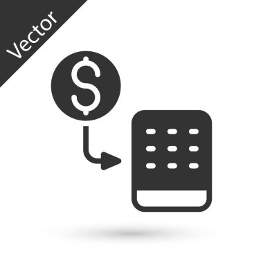 Gri Kumarhane çipleri, beyaz arka planda izole edilmiş dolar desteleri üzerinde değiş tokuş yapıyor. Vektör