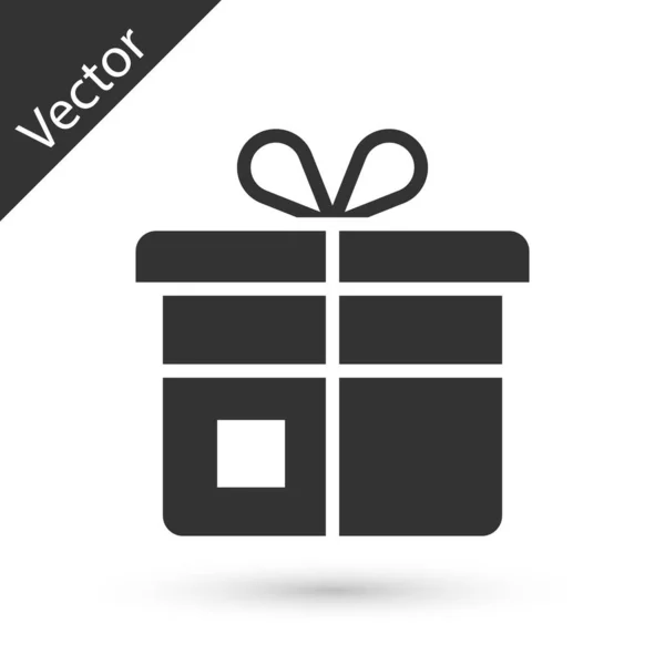 Icono Caja Regalo Gris Aislado Sobre Fondo Blanco Vector — Vector de stock