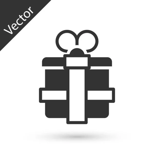 Icône Boîte Cadeau Gris Isolé Sur Fond Blanc Vecteur — Image vectorielle