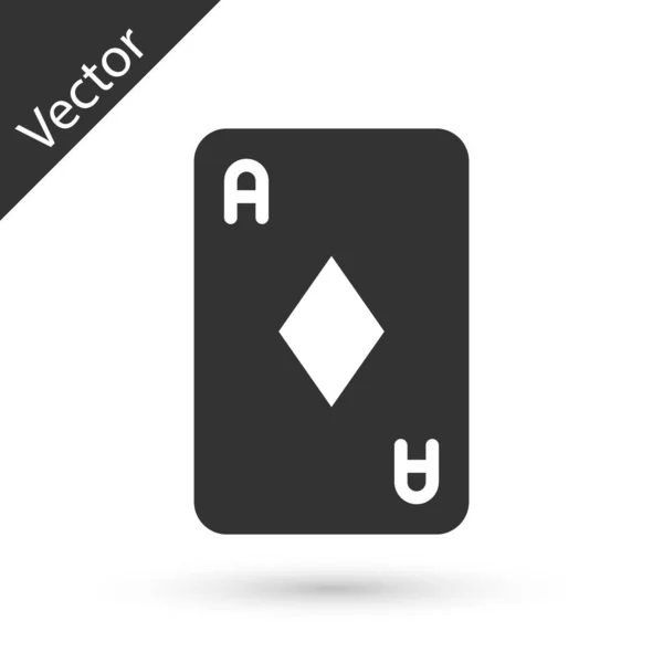 Graue Spielkarte Mit Diamanten Symbol Auf Weißem Hintergrund Casino Glücksspiel — Stockvektor