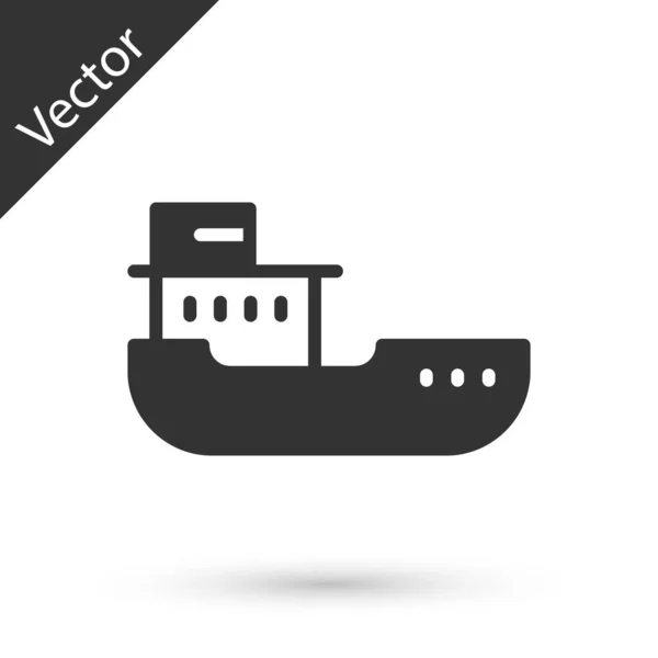 Icono Barco Carga Gris Aislado Sobre Fondo Blanco Vector — Vector de stock