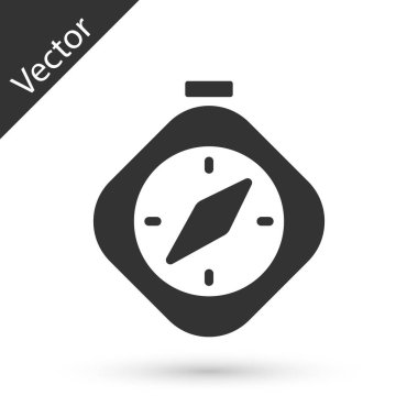 Gri Pusula simgesi beyaz arkaplanda izole edildi. Rüzgâr yön bulma sembolü. Rüzgar gül işareti. Vektör