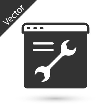 Gri Tarayıcı ayarı simgesi beyaz arkaplanda izole edildi. Ayarlama, servis, bakım, onarım, onarım. Vektör