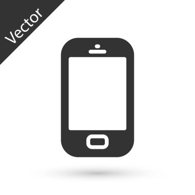 Gri Akıllı Telefon, beyaz arkaplanda izole edilmiş bir cep telefonu simgesi. Vektör