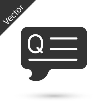 Beyaz arkaplanda Question simgesi olan gri konuşma baloncukları. SSS işareti. Konuşma balonu ve çizelgesi. Vektör